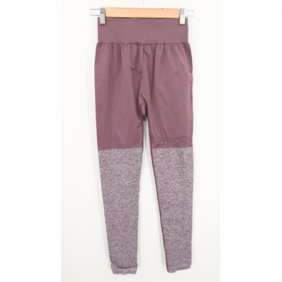 Gymshark Leggings Purple Two Tone Color Block High Waisted Logo No Size Tag XS? - Picture 1 of 10